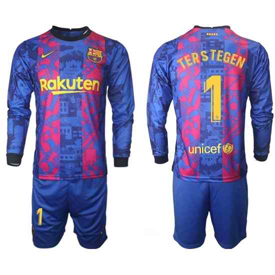 Men Barcelona Long Sleeve Soccer Jerseys 522